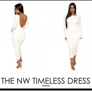 Naked Wardrobe White Openback Midi Dress Small NWT